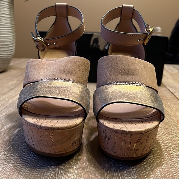 Coach Leather Isla Metallic Wedge Sandal Size 9.5 - Picture 5 of 10